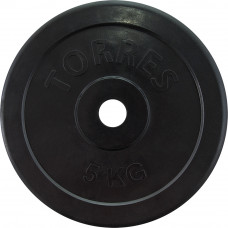 Диск обрезиненный TORRES PL50705, вес 5кг., диаметр 25мм.