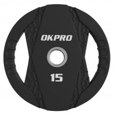 Диск обрезиненный тренировочный с двойным хватом OKPRO OK2005C 15 кг Диск обрезиненный тренировочный с двойным хватом OKPRO OK2005C 15 кг